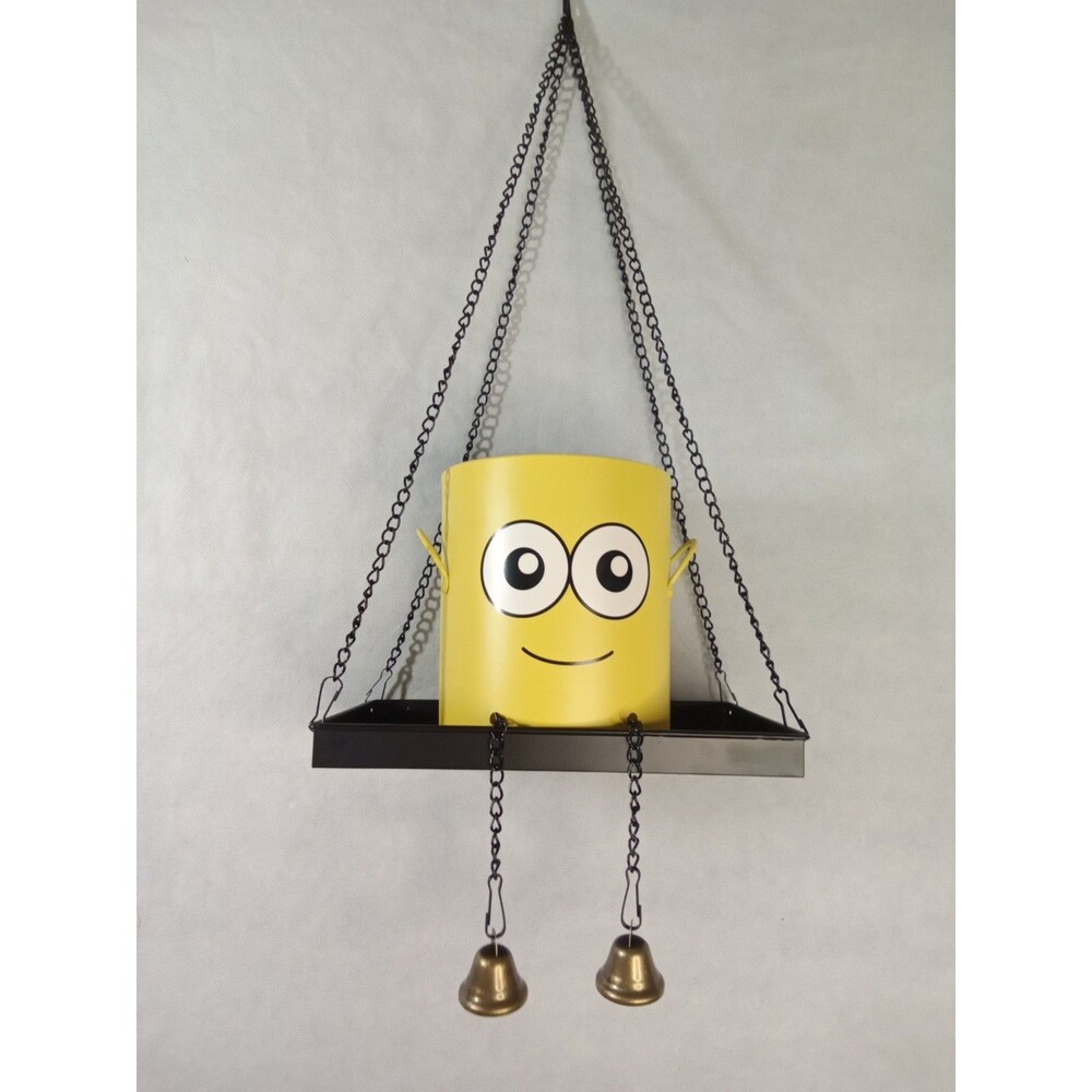 Yellow‎ Character Metal Hanging Bird Feeder Planter with Bell Legs and Tray